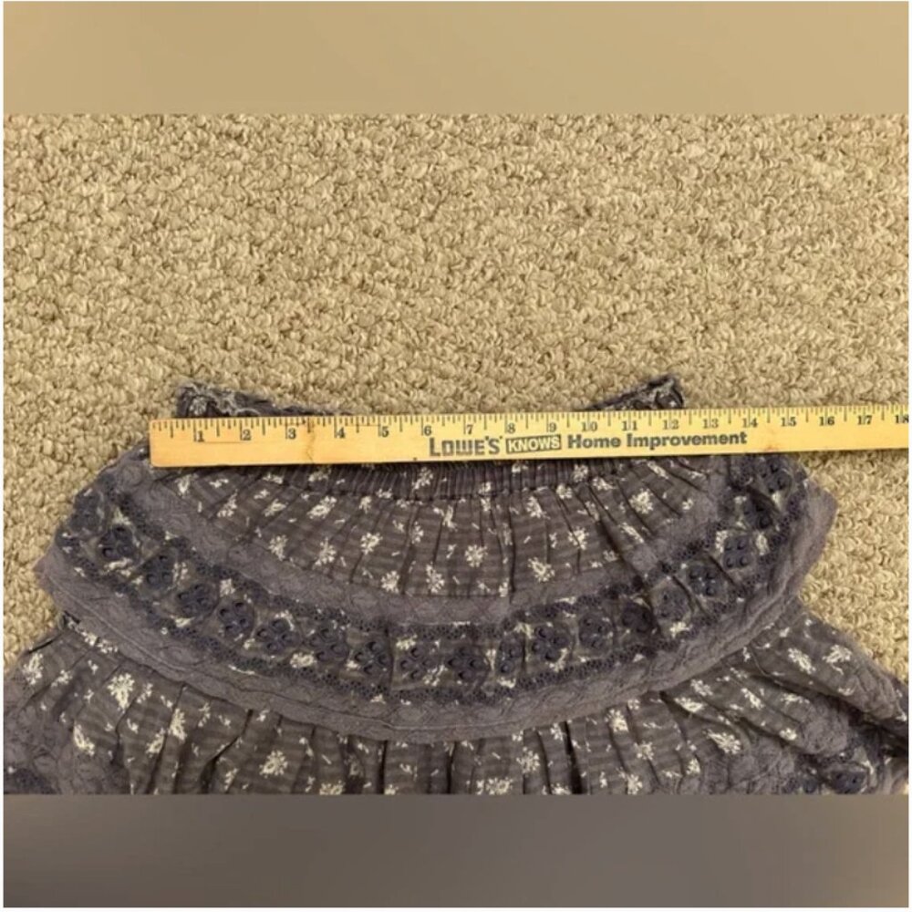 LoveShackFancy Floral Print Mini Cotton Grey Skirt size M - Picture 8 of 8